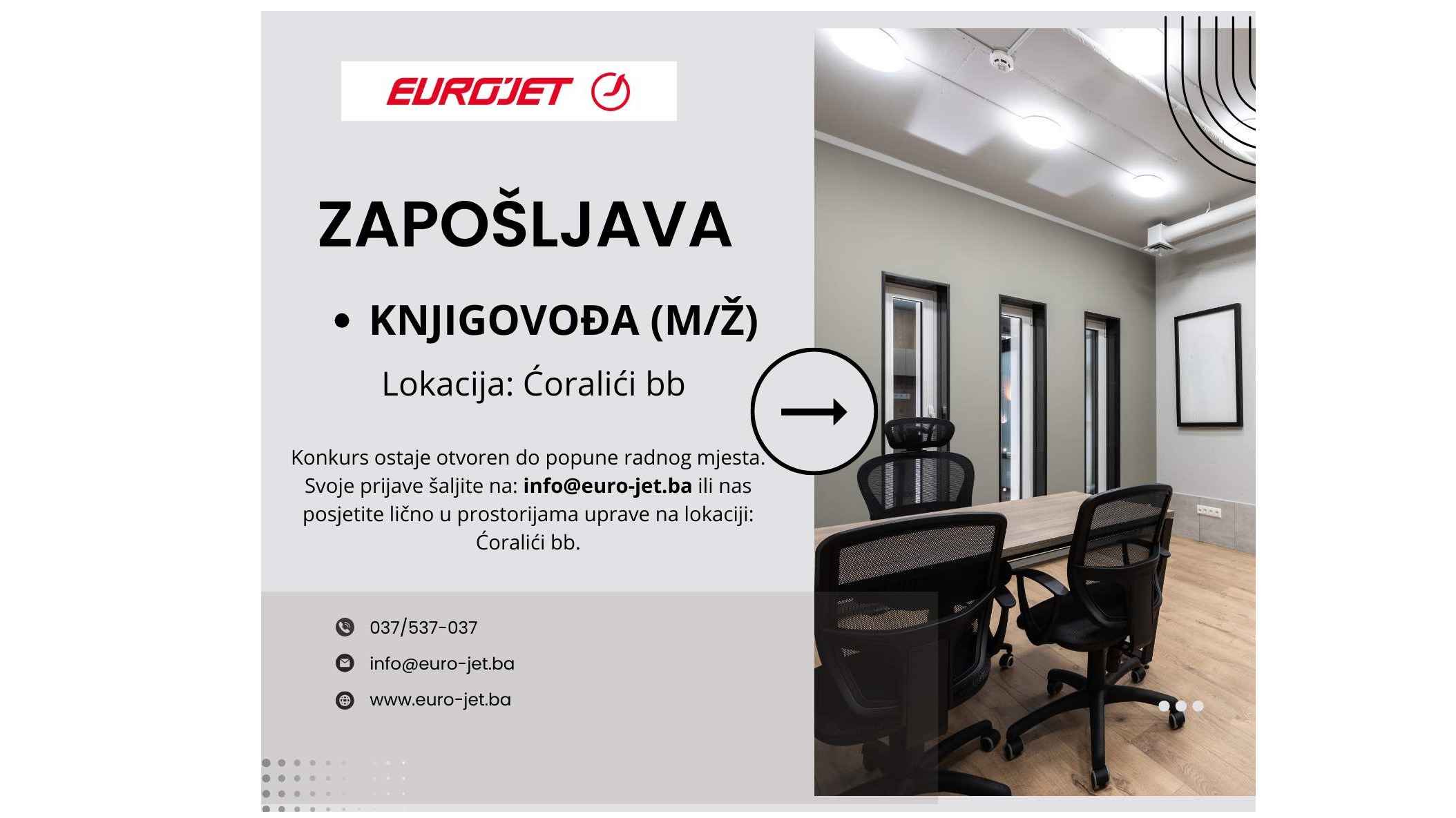 EURO-JET DOO ZAPOŠLJAVA: KNJIGOVOĐA (M/Ž)